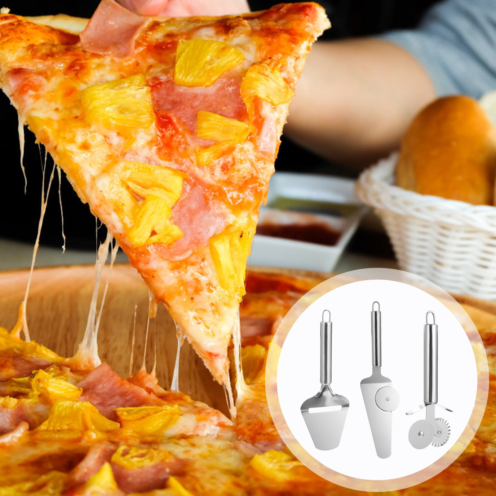 Kitchen Gadgets Gold - 1Set Stainless Steel Pizza Wheel Cutter